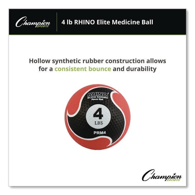 CHAMPION SPORT Rhino Elite Medicine Ball, 4 lb, Red (CSIPRM4) thumbnail 4