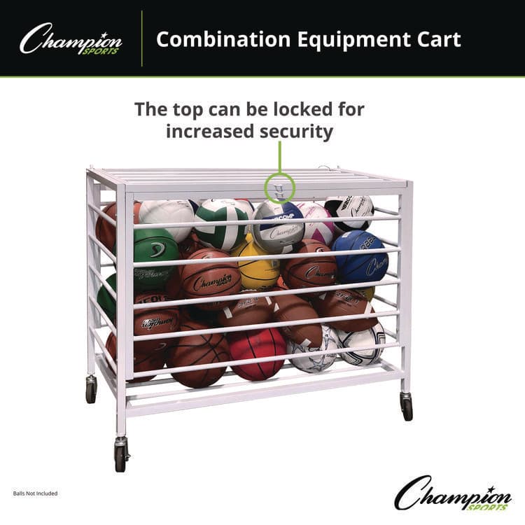CHAMPION SPORT Economy Locking Ball Carrier, Metal, 264 lb Capacity, 23" x 45" x 32", White (CSIEBLXX) thumbnail 3