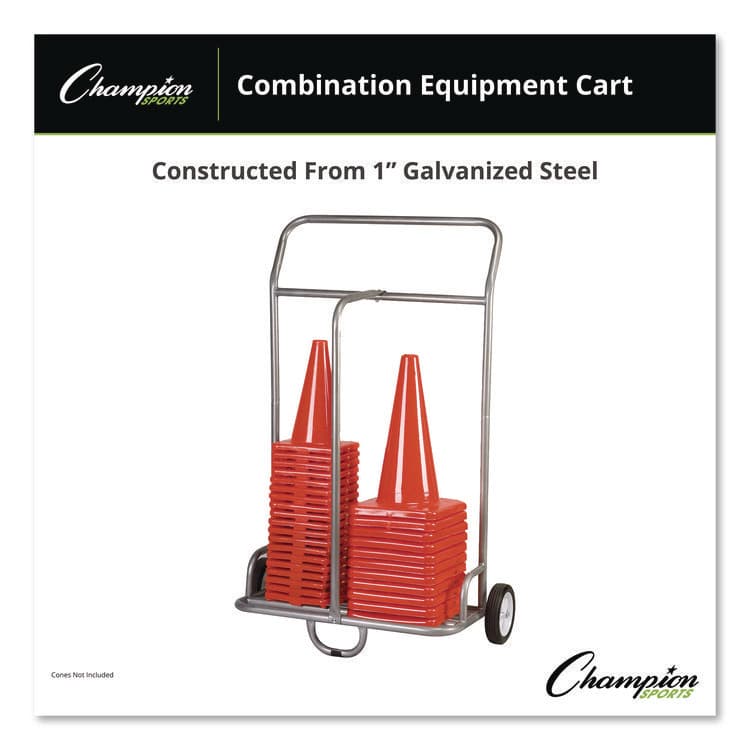 CHAMPION SPORT Combination Equipment Cart, Metal, 132 lb Capacity, 16 x 32 x 48, Silver (CSICSCART) thumbnail 4