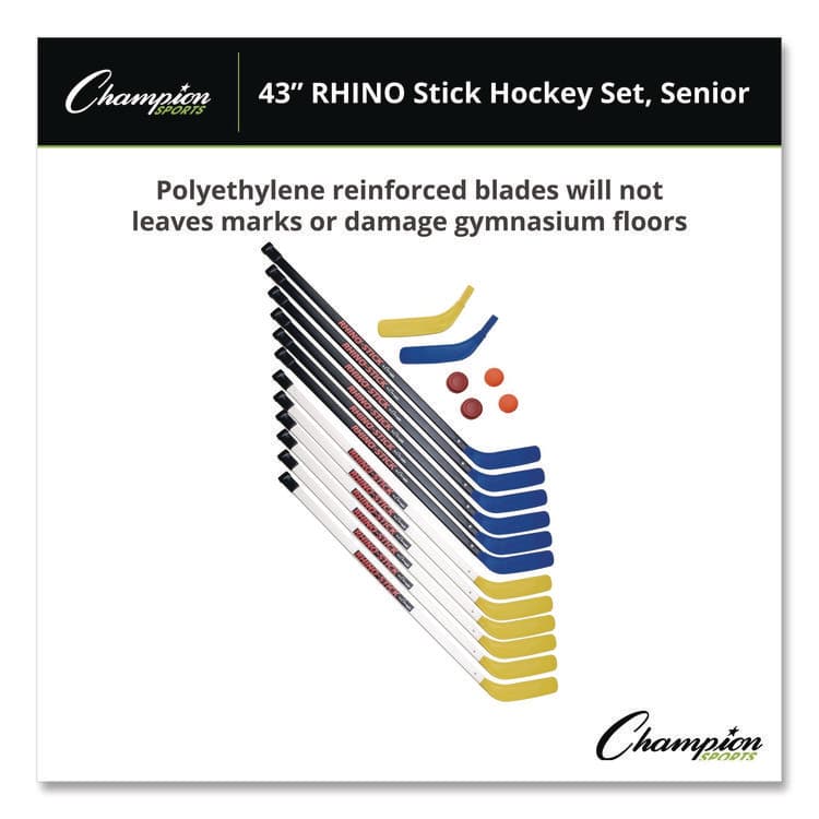 CHAMPION SPORT 43" Rhino Stick Hockey Set, 12 Sticks/2 Pucks/2 Balls/2 Extra Blades (CSIHS43SET) thumbnail 4