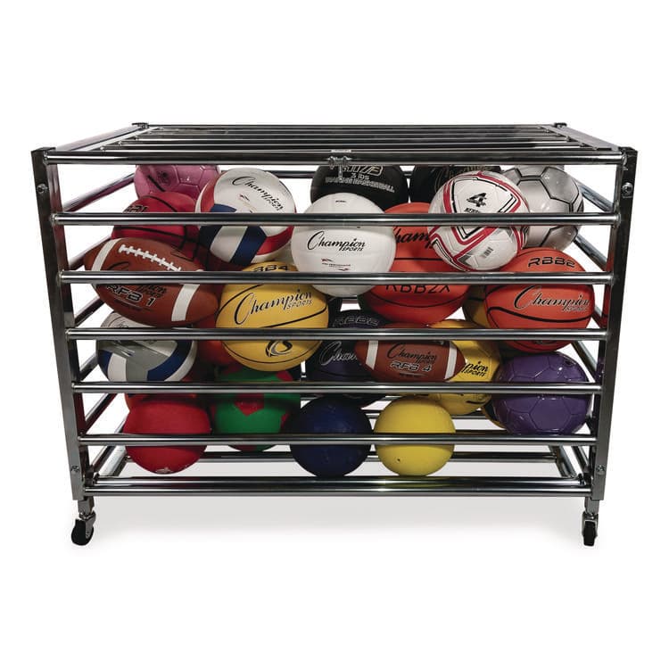 CHAMPION SPORT Heavy Duty Lockable Ball Locker, Metal, 132 lb Capacity, 24 x 42 x 30, High-Polish Black (CSILBCXX) thumbnail 2