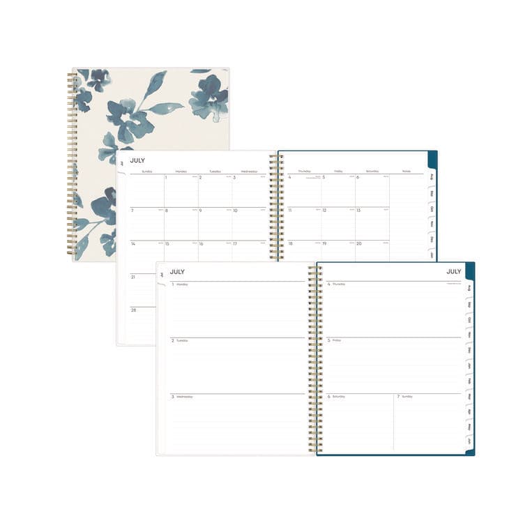 BLUE SKY Bakah Blue Academic Year Weekly/Monthly Planner, Floral Artwork, 11 x 8.5, Blue/White Cover, 12-Month (July-June): 2025-2026 (BLS131951)