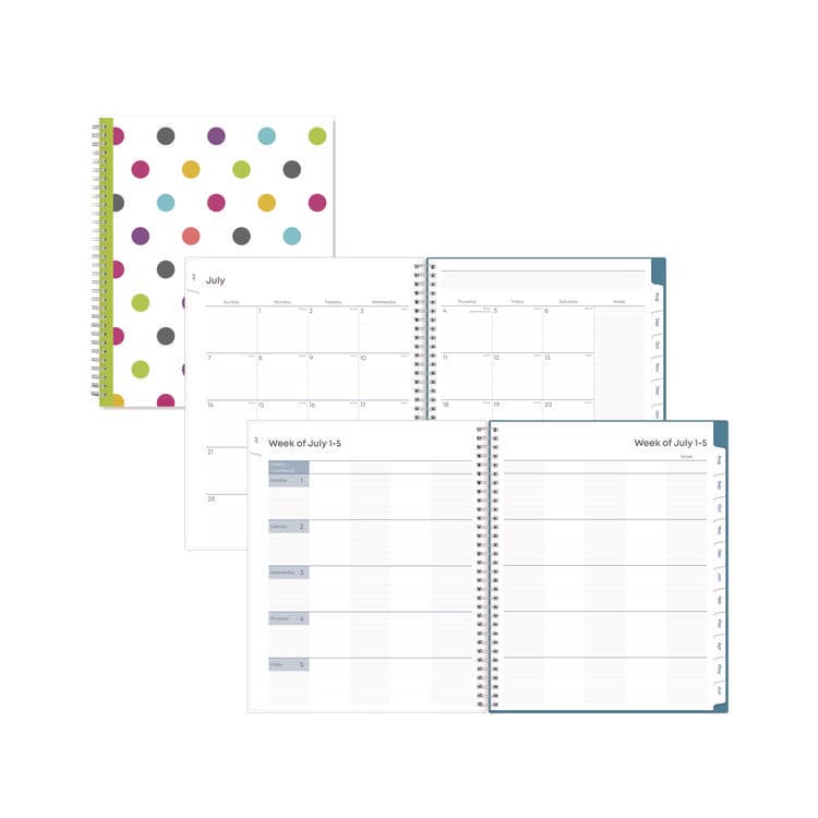BLUE SKY Teacher Dots CYO Cover Weekly/Monthly Lesson Planner, 9 Classes, Multicolor Cover, 11 x 8.5, 12-Month (July-June), 2025-2026 (BLS100330)