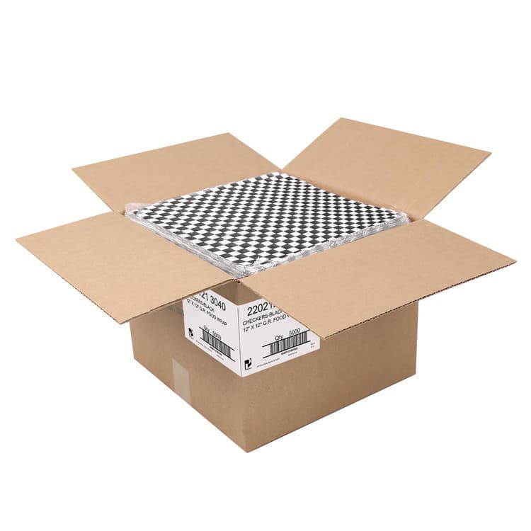 PATERSON PAPER Grease-Resistant Food Wrap, 12 x 12, Black Check, 5,000/Carton (PDHWG01006) thumbnail 3