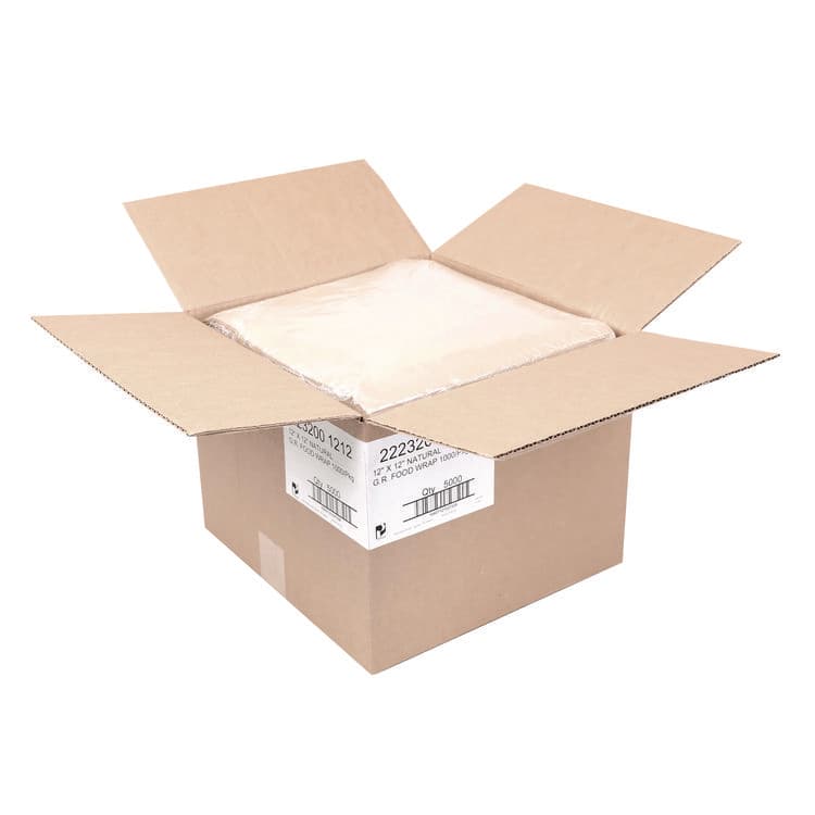 PATERSON PAPER Grease-Resistant Food Wrap, 12 x 12, Natural, 5,000/Carton (PDHWG01009)