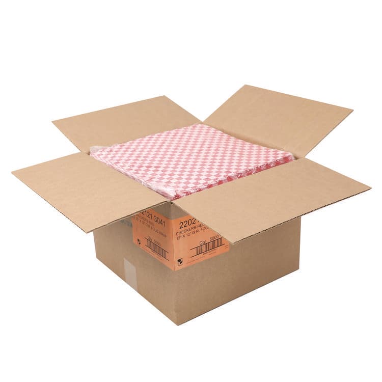 PATERSON PAPER Grease-Resistant Food Wrap, 12 x 12, Red Check, 5,000/Carton (PDHWG01008) thumbnail 2