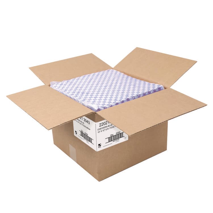 PATERSON PAPER Grease-Resistant Food Wrap, 12 x 12, Blue Check, 5,000/Carton (PDHWG01014) thumbnail 2