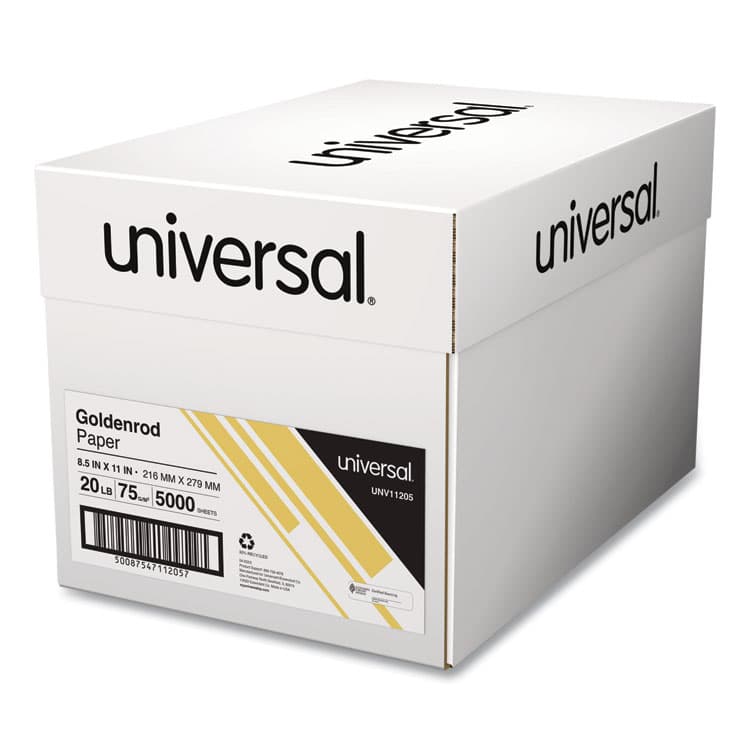 UNIVERSAL OFFICE PRODUCTS Deluxe Colored Paper, 20 lb Bond Weight, 8.5 x 11, Goldenrod, 500 Sheets/Ream, 10 Reams/Carton (UNV11205CT) thumbnail 2