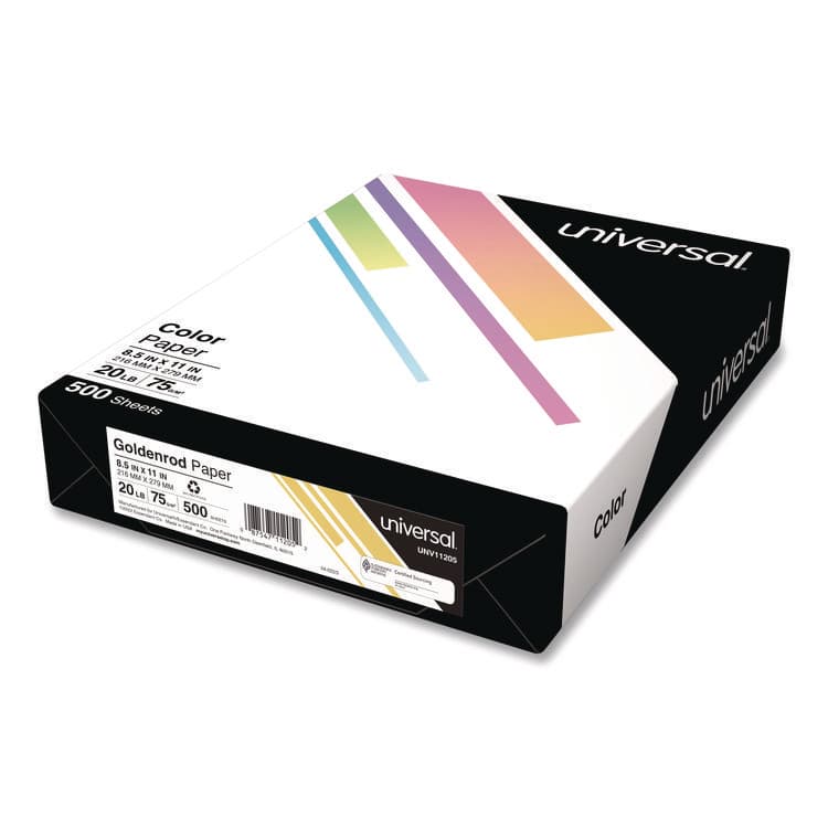 UNIVERSAL OFFICE PRODUCTS Deluxe Colored Paper, 20 lb Bond Weight, 8.5 x 11, Goldenrod, 500/Ream (UNV11205)