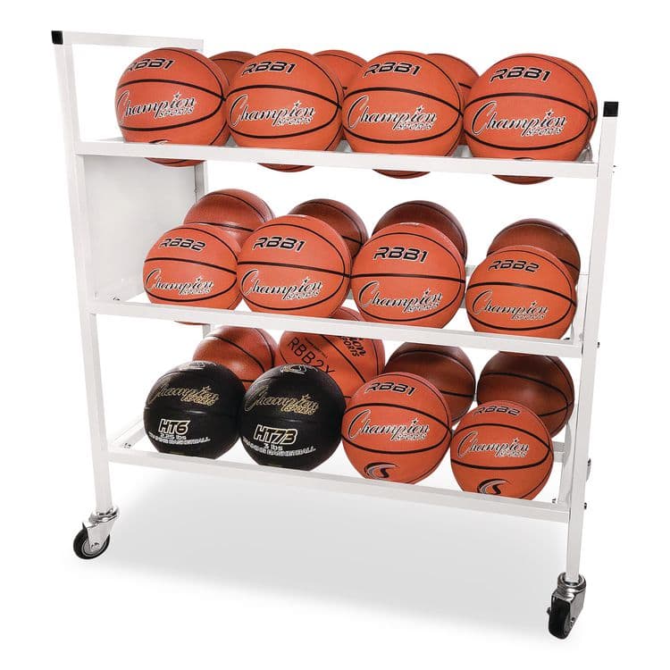 CHAMPION SPORT Double Wide Cart, Fits Approximately 24 Balls, Metal, 20" x 42" x 44", White (CSI24BC) thumbnail 4