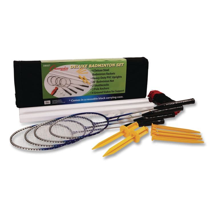 CHAMPION SPORT Deluxe Badminton Set, 20 ft Net with 4 Rackets, 2 Shuttlecocks (CSIDBSET)