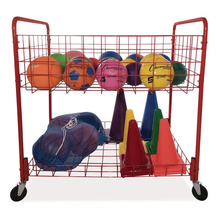CHAMPION SPORT Back Ease Storage Cart, Metal, 176 lb Capacity, 30 x 43 x 45, Red (CSIOCLX) thumbnail 2