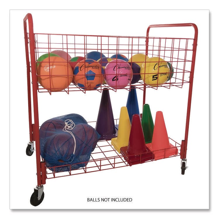 CHAMPION SPORT Back Ease Storage Cart, Metal, 176 lb Capacity, 30 x 43 x 45, Red (CSIOCLX) thumbnail 4