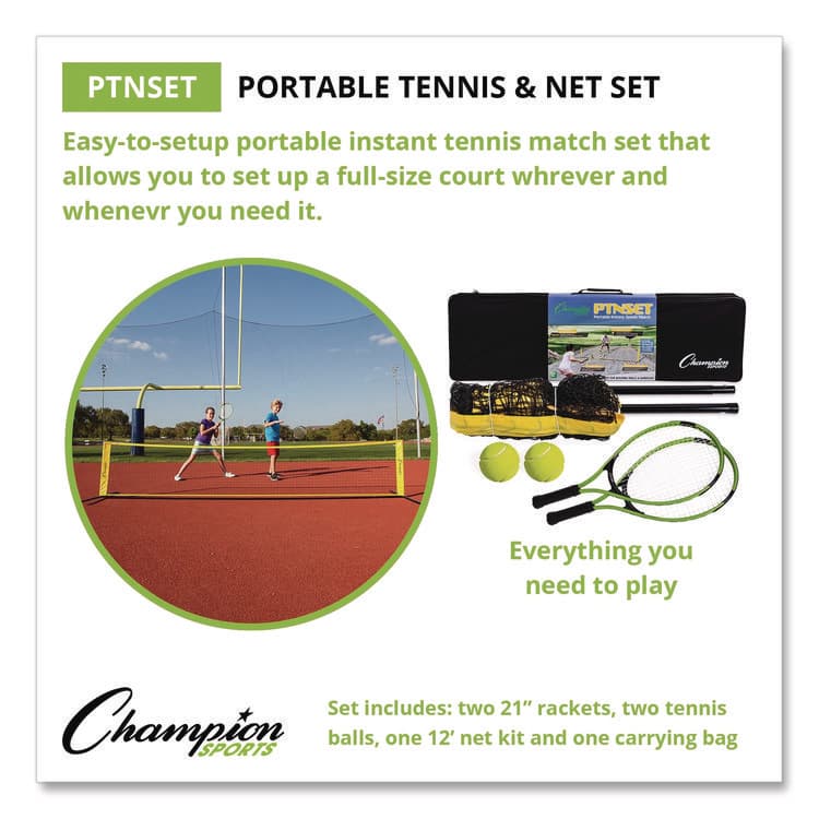 CHAMPION SPORT Tennis Net Set with 2 Rackets and 2 Tennis Balls (CSIPTNSET) thumbnail 2