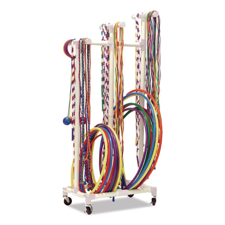 CHAMPION SPORT Jump Rope and Hoop Cart, Plastic, 19 x 28 x 69, White (CSIRHRACK) thumbnail 2