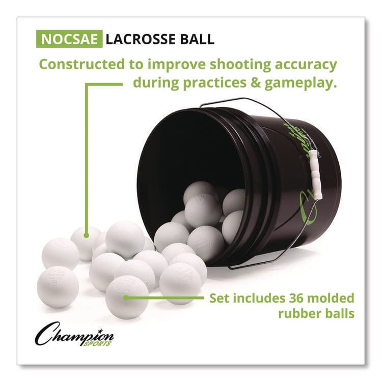 CHAMPION SPORT Bucket of Lacrosse Balls, Official Size, White, 36 Balls/Bucket (CSILBWN36) thumbnail 3