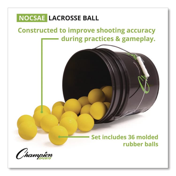 CHAMPION SPORT Bucket of Lacrosse Balls, Official Size, Yellow, 36 Balls/Bucket (CSILBYN36) thumbnail 3