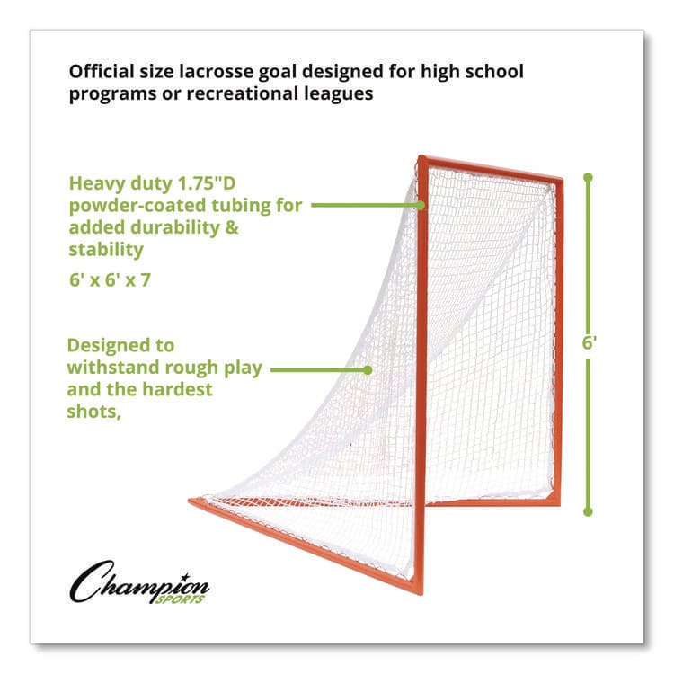 CHAMPION SPORT Pro High School Lacrosse Goal, 6 ft x 6 ft, 1.65" dia Frame (CSILNGHS) thumbnail 2