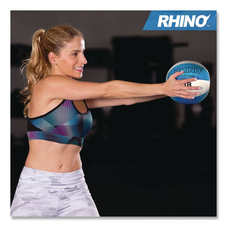 CHAMPION SPORT Rhino Leather Medicine Ball, 18 lb, Teal/White (CSIMB16) thumbnail 4