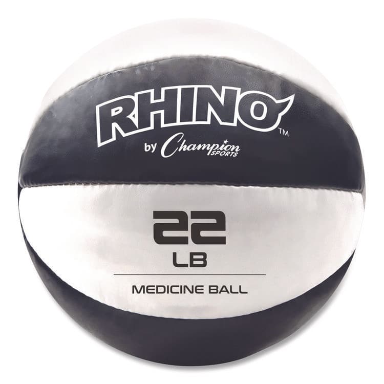 CHAMPION SPORT Rhino Leather Medicine Ball, 22 lb, Black/White (CSIMB23)