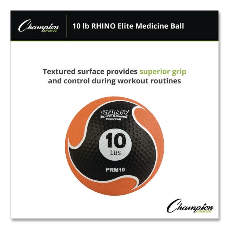 CHAMPION SPORT Rhino Elite Medicine Ball, 10 lb, Orange (CSIPRM10) thumbnail 3