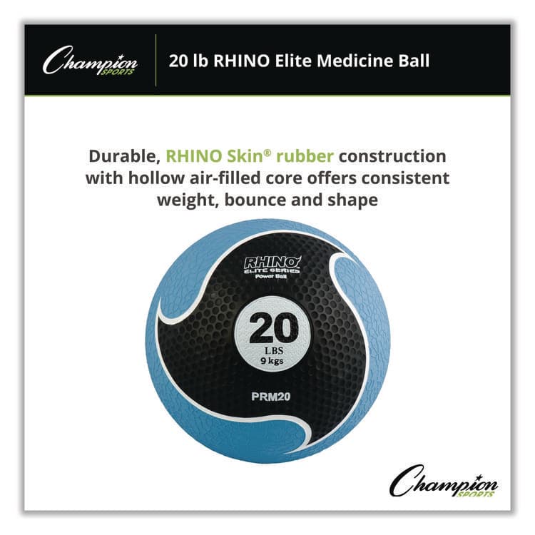 CHAMPION SPORT Rhino Elite Medicine Ball, 20 lb, Blue (CSIPRM20) thumbnail 2