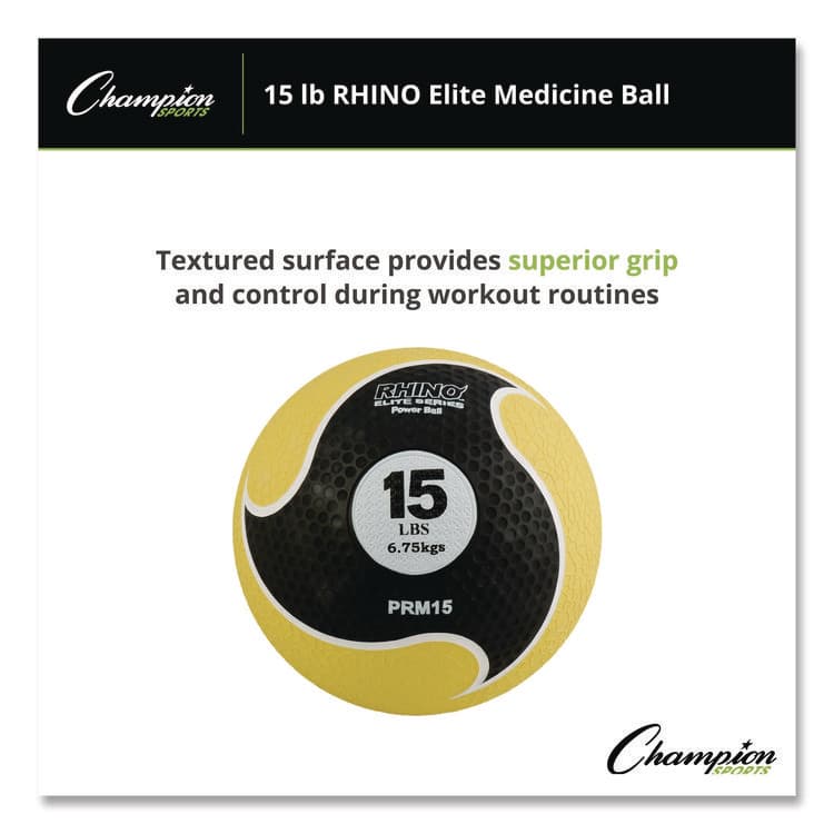 CHAMPION SPORT Rhino Elite Medicine Ball, 15 lb, Yellow (CSIPRM15) thumbnail 3