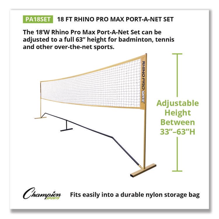 CHAMPION SPORT Rhino Port-A-Net Set, 36" to 60" x 18 ft, 1" dia Frame (CSIPA18SET) thumbnail 3