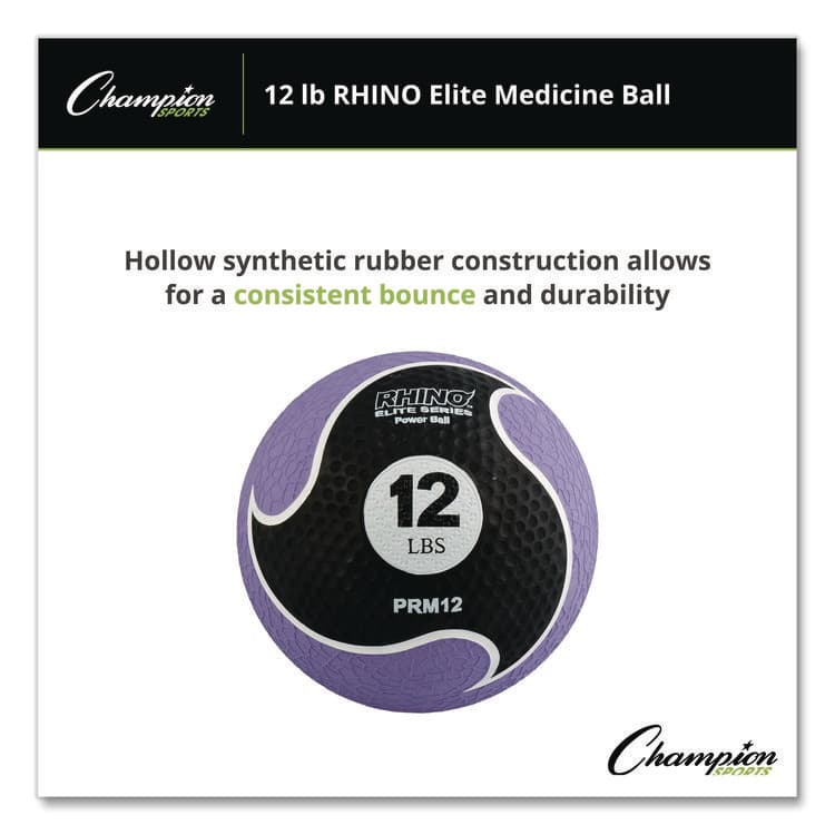 CHAMPION SPORT Rhino Elite Medicine Ball, 12 lb, Purple (CSIPRM12) thumbnail 4