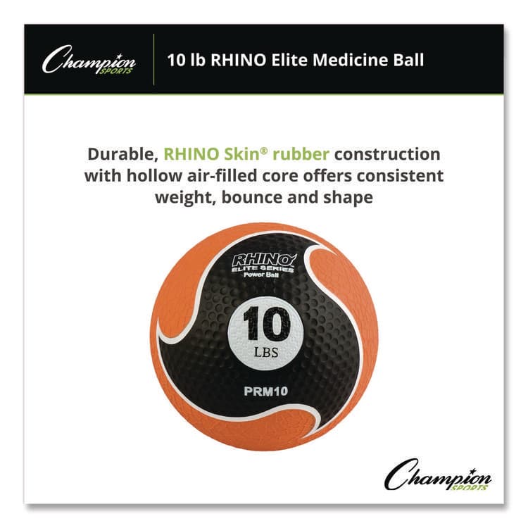CHAMPION SPORT Rhino Elite Medicine Ball, 10 lb, Orange (CSIPRM10) thumbnail 2