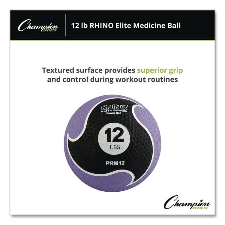 CHAMPION SPORT Rhino Elite Medicine Ball, 12 lb, Purple (CSIPRM12) thumbnail 3