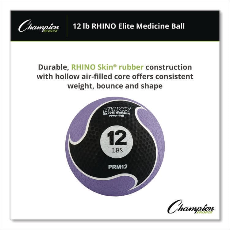 CHAMPION SPORT Rhino Elite Medicine Ball, 12 lb, Purple (CSIPRM12) thumbnail 2