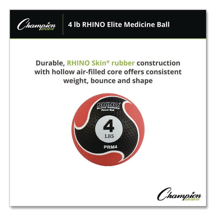 CHAMPION SPORT Rhino Elite Medicine Ball, 4 lb, Red (CSIPRM4) thumbnail 2