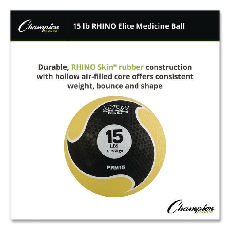 CHAMPION SPORT Rhino Elite Medicine Ball, 15 lb, Yellow (CSIPRM15) thumbnail 2