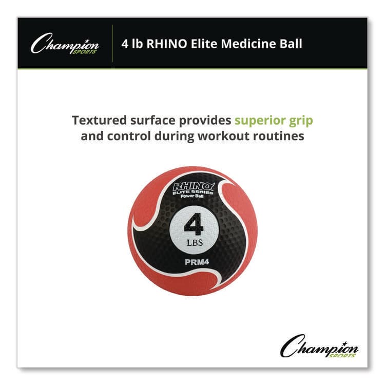 CHAMPION SPORT Rhino Elite Medicine Ball, 4 lb, Red (CSIPRM4) thumbnail 3