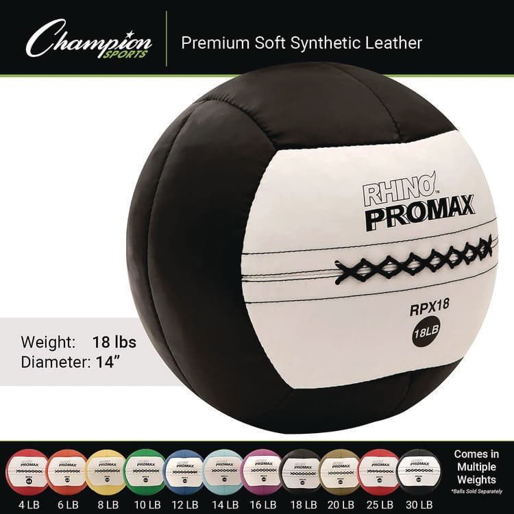 CHAMPION SPORT Rhino Promax Medicine Ball, 18 lb, Black (CSIRPX18) thumbnail 2