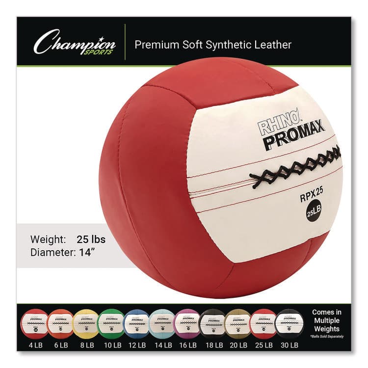 CHAMPION SPORT Rhino Promax Medicine Ball, 25 lb, Red (CSIRPX25) thumbnail 2