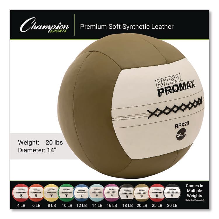 CHAMPION SPORT Rhino Promax Medicine Ball, 20 lb, Brown (CSIRPX20) thumbnail 2