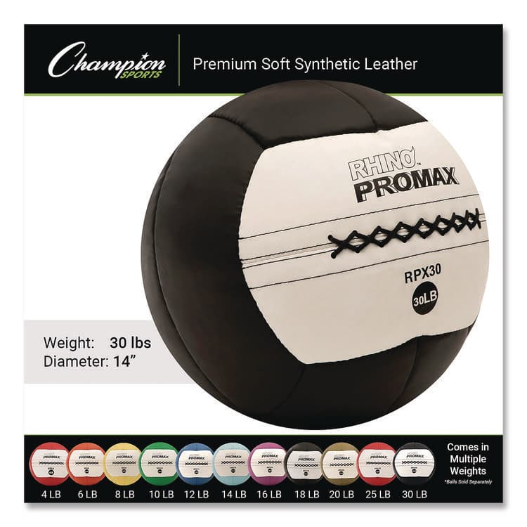 CHAMPION SPORT Rhino Promax Medicine Ball, 30 lb, Black (CSIRPX30) thumbnail 2