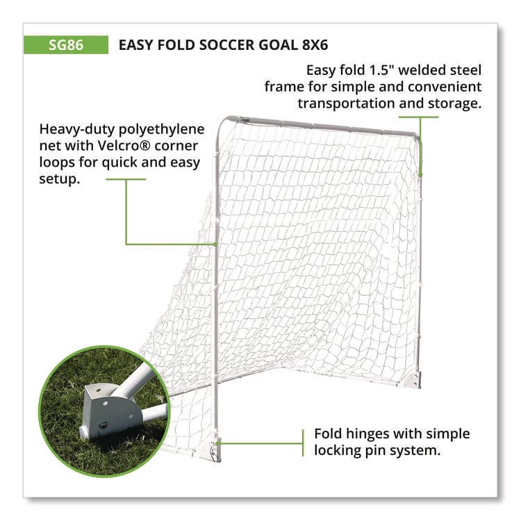 CHAMPION SPORT Easy Fold Soccer Goal, 8 ft x 6 ft, 1.25" dia Frame (CSISG86) thumbnail 3