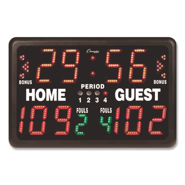 CHAMPION SPORT Tabletop Indoor Electronic Scoreboard, 24" x 16" x 10", Black Face, Red/Green/Yellow Graphics (CSIT90)