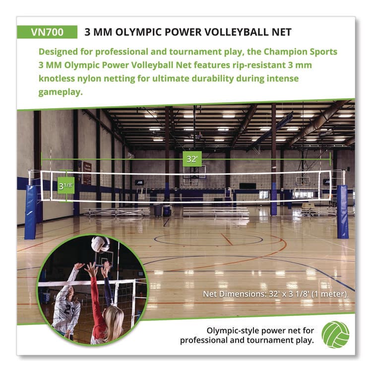 CHAMPION SPORT Olympic Power Volleyball Net, 32 ft x 3 ft (CSIVN700) thumbnail 2