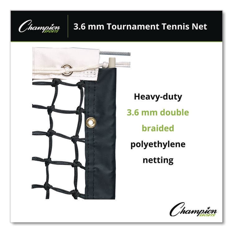 CHAMPION SPORT Tournament Tennis Net, 3.6 mm Double Braided Polyethylene, 42 ft x 3.5 ft (CSIT200) thumbnail 2