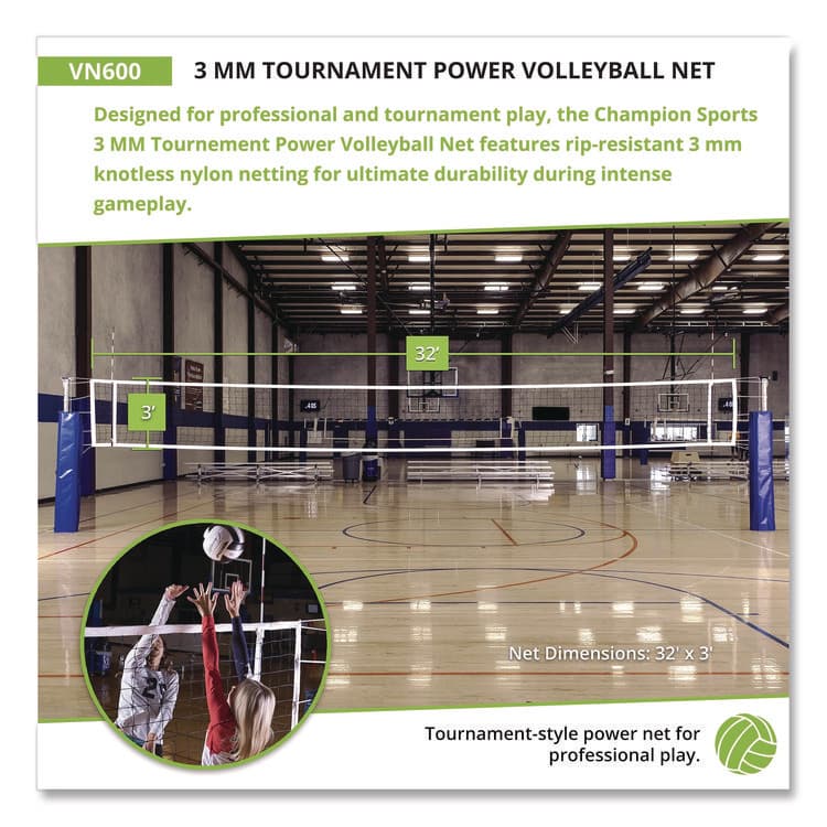 CHAMPION SPORT Tournament Power Volleyball Net, 32 ft x 3 ft (CSIVN600) thumbnail 2