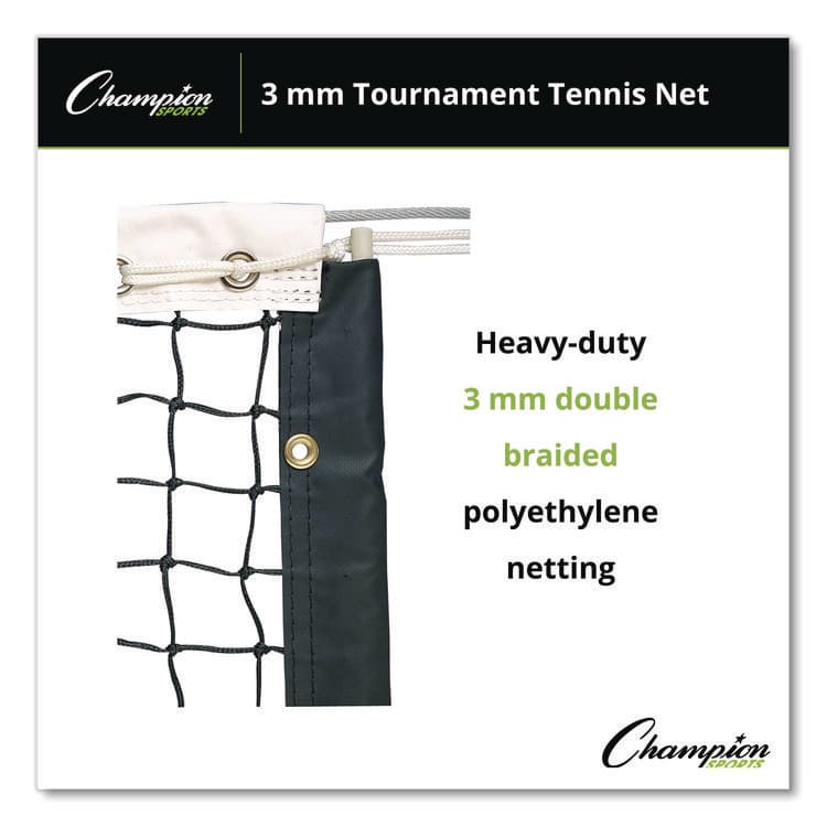 CHAMPION SPORT Tournament Tennis Net, 3 mm Braided Polyethylene, 42 ft x 3.5 ft, (CSIT100) thumbnail 2