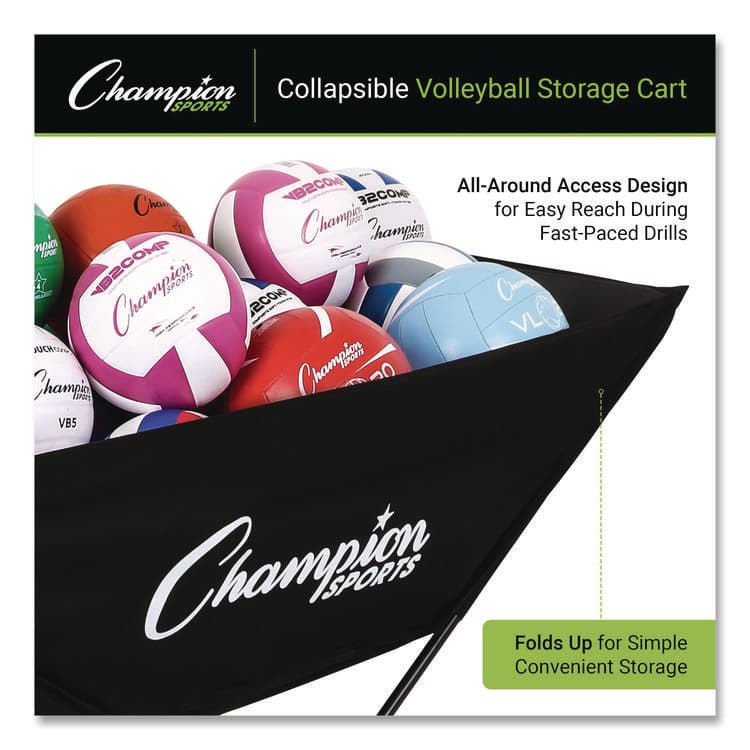 CHAMPION SPORT Pro Collapsible Volleyball Cart, 23" x 55" x 41", Black (CSIVCPRO) thumbnail 3