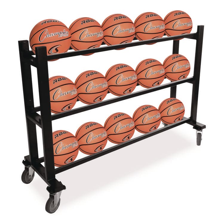 CHAMPION SPORT Deluxe Heavy-Duty Basketball Cart, Metal, 220 lb Capacity, 16 x 50.75 x 34.75, Black (CSIBKCART) thumbnail 4