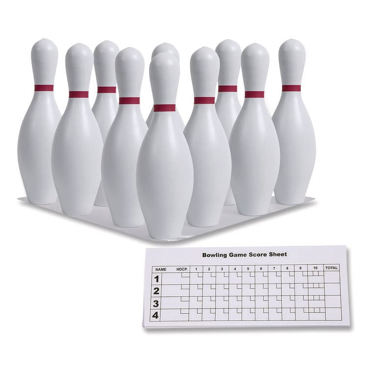 CHAMPION SPORT Plastic Bowling Pin Set, White, 10/Set (CSIBP10)