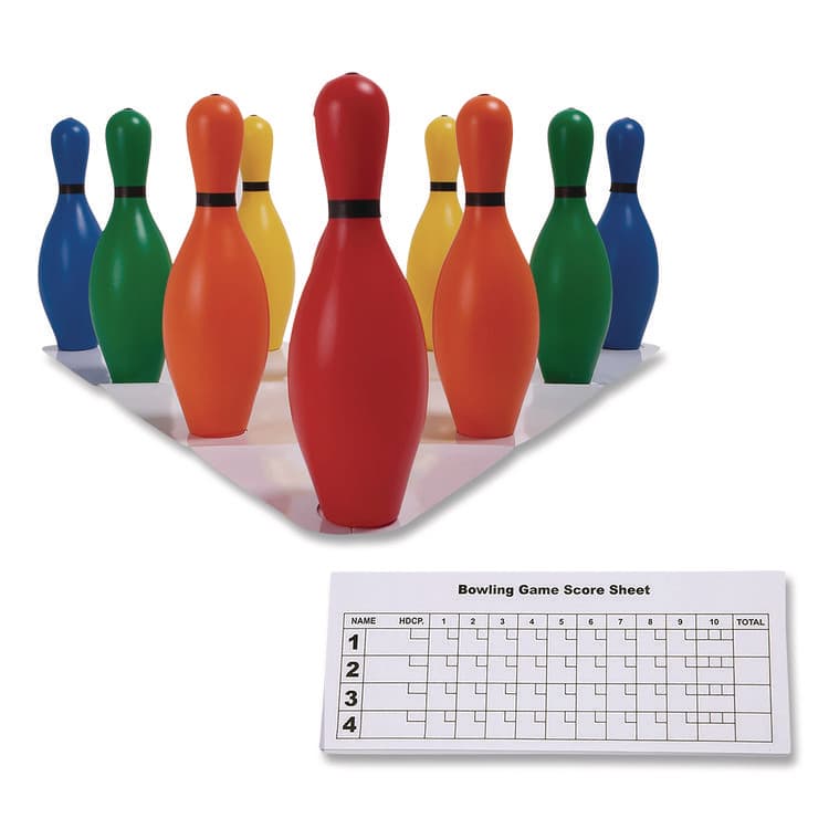 CHAMPION SPORT Plastic Bowling Pin Set, Assorted Colors, 10/Set (CSIBP10CLR)
