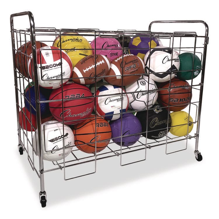CHAMPION SPORT Portable Ball Locker, Metal, 176 lb Capacity, 24 x 41 x 36, Chrome (CSIBCX) thumbnail 2